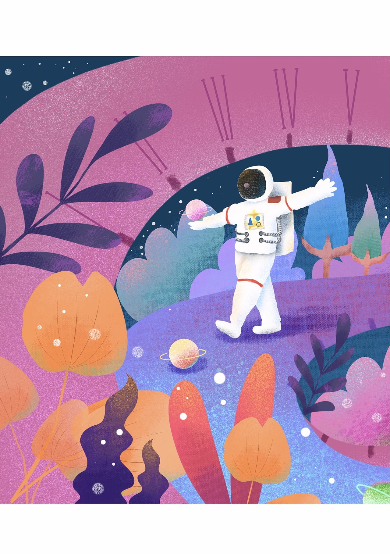 原创扁平插画7915宇航员系列二