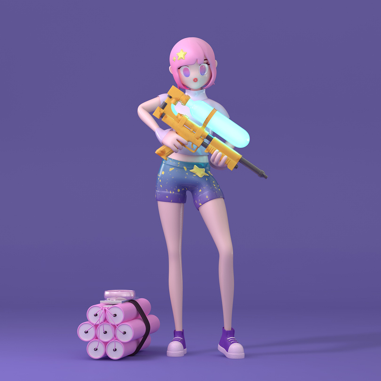 c4d建模-酷女孩|三维|人物/生物|spirited - 原创作品 - 站酷 (zcool)