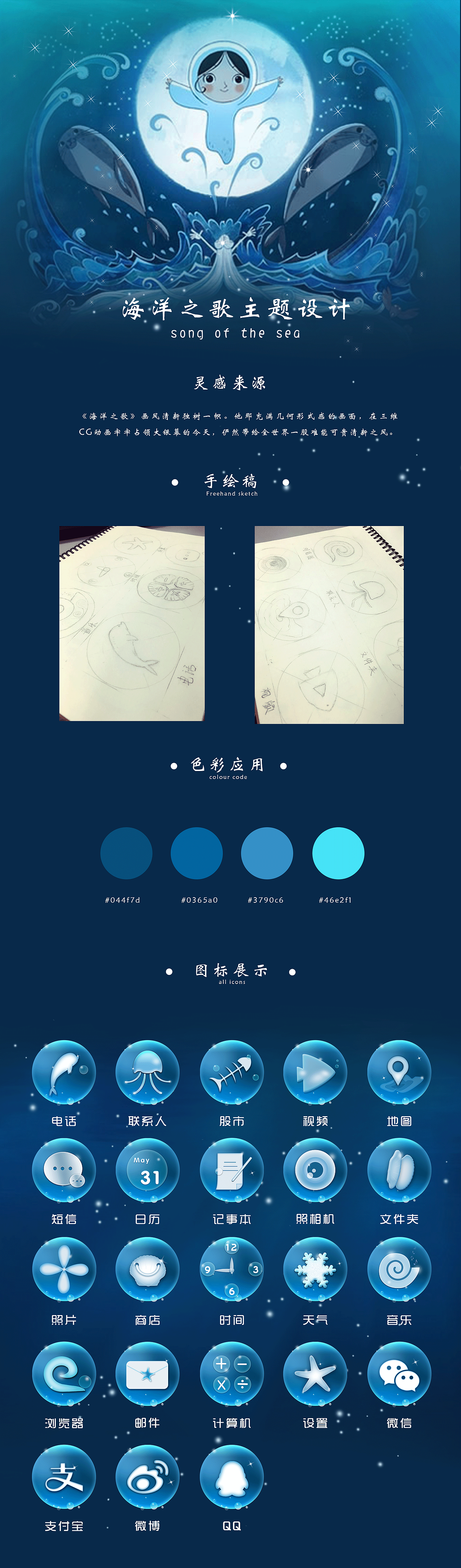 海洋之歌手机主题（图ZMTE5MjY4NjY0） - 图标 - 站酷设计师妹妹Lin原创素材 - 站酷ZCOOL