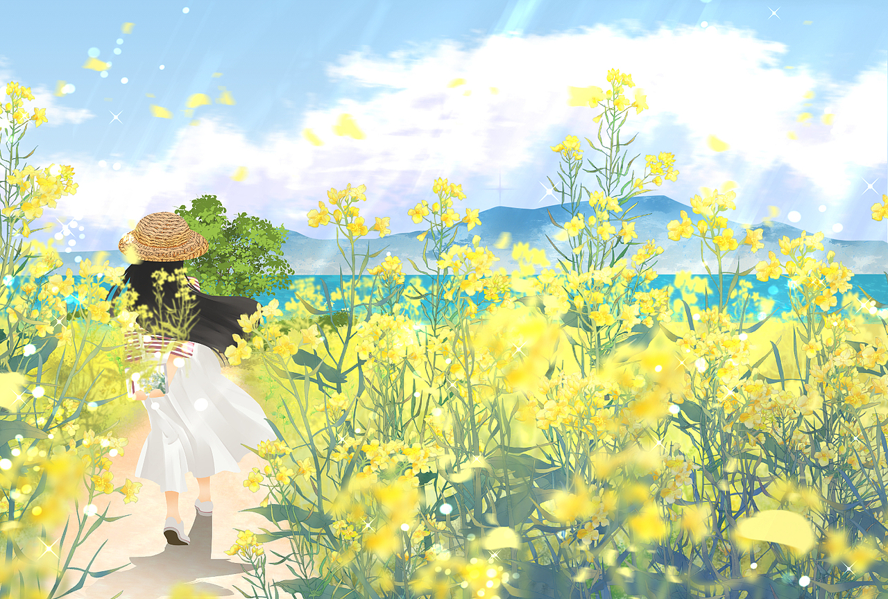 油菜花田|插画|艺术插画|weiyi51129_原创作品-站酷zcool