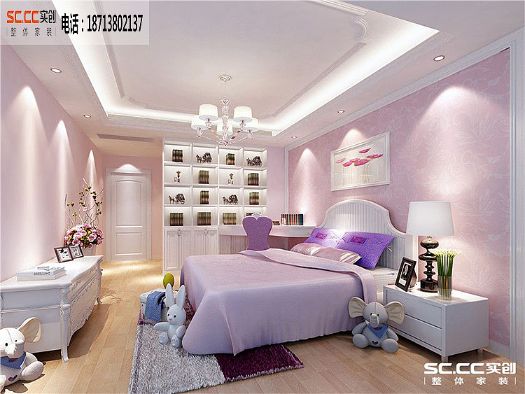>唐山实创装饰<——兴盛大成242平米——欧式风格——女儿房设计