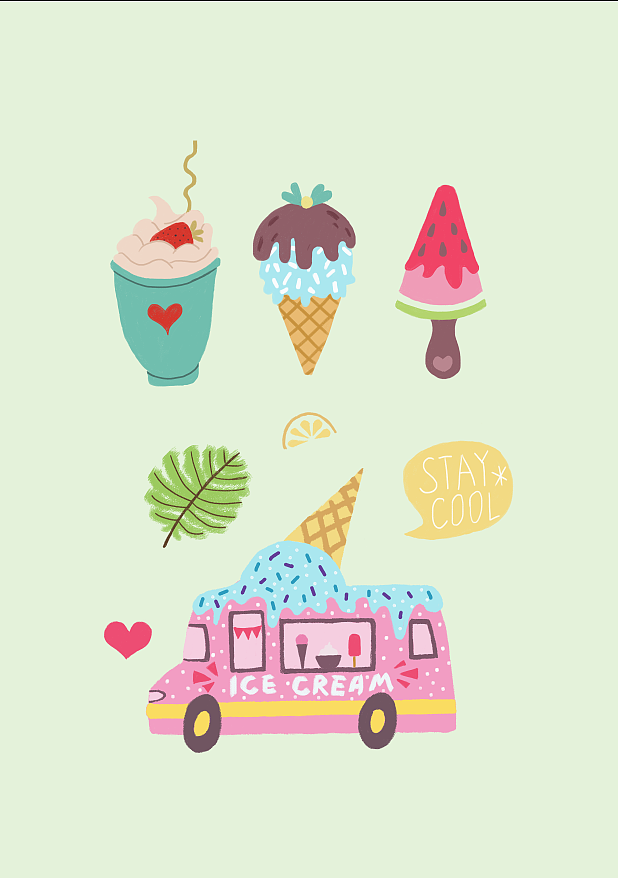 冰激凌集合|插画|商业插画|爱糖文儿 - 临摹作品 - 站酷 (zcool)