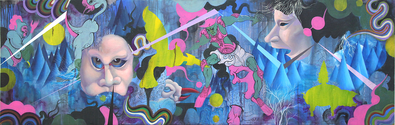 面具的失魂落魄史 160x50cm 布面丙烯