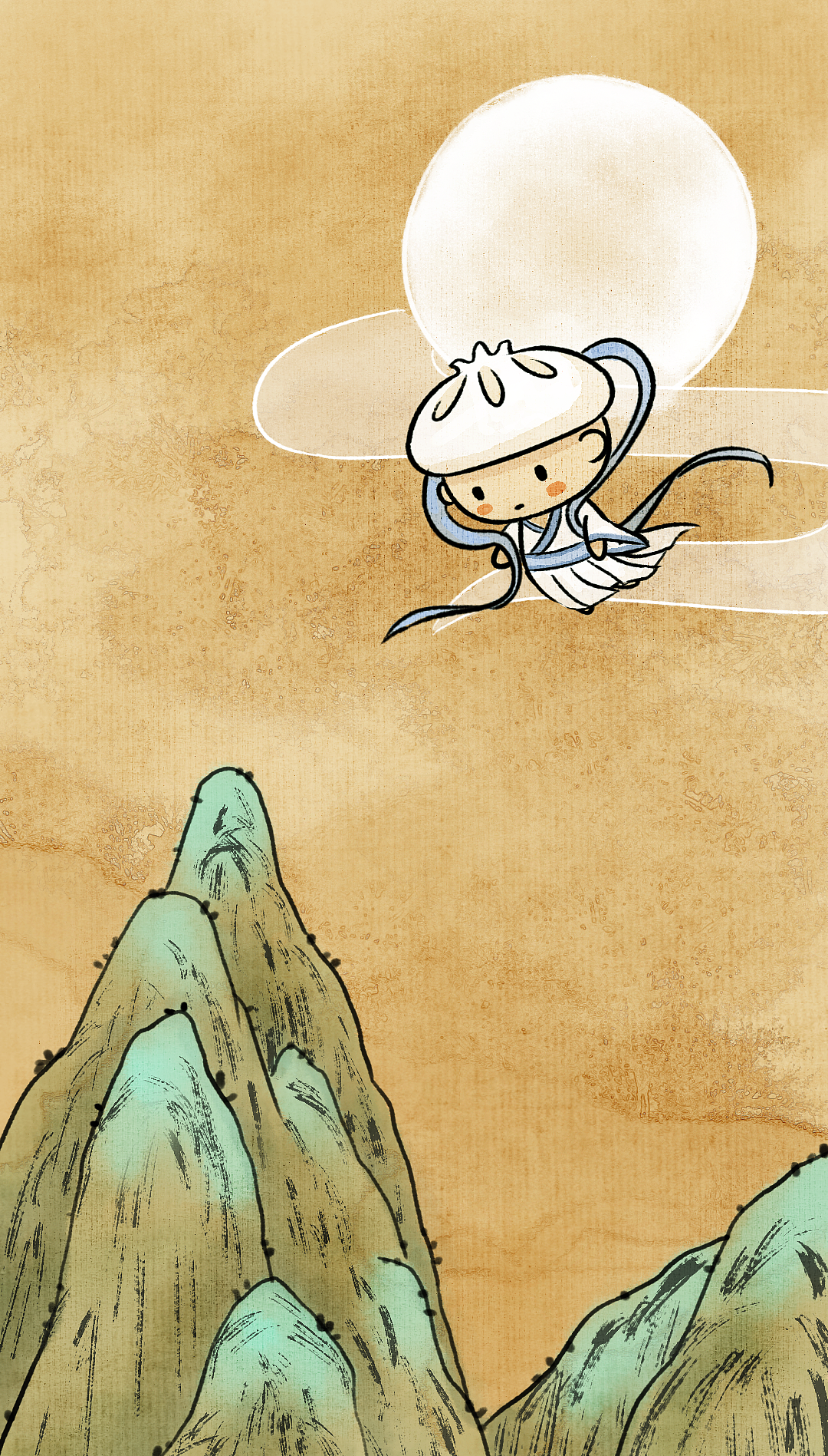 中秋节长图插画