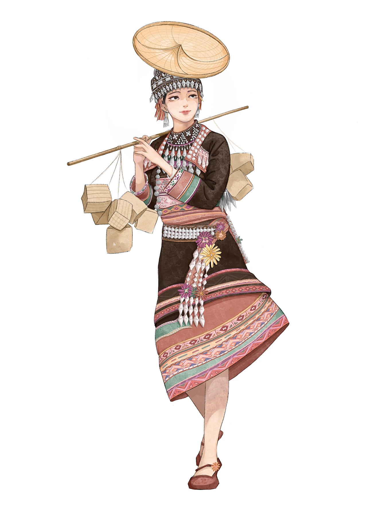 傣族服装设计手绘图图片
