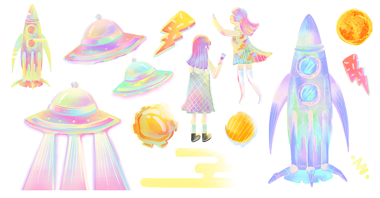 《太空幻想》插画（图ZMTU3MjkwNDQ0） - 创作习作 - 站酷设计师momo_mosen原创素材 - 站酷ZCOOL