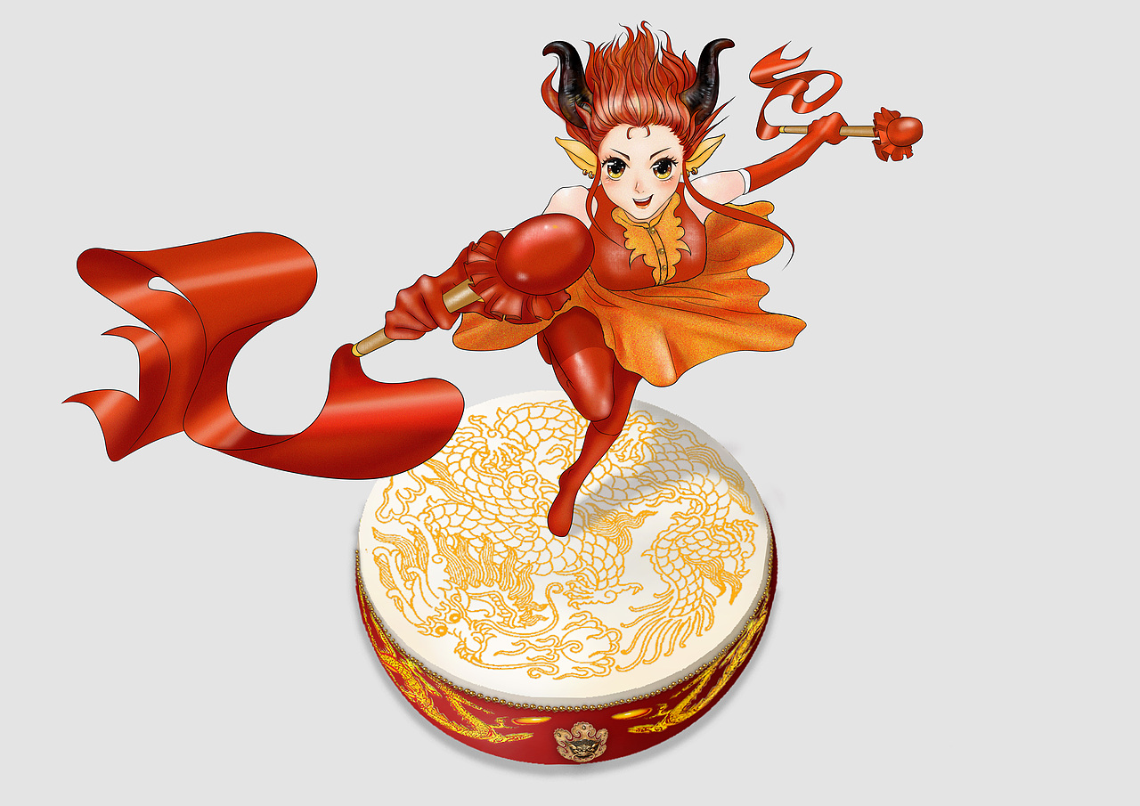 原创打鼓牛美妞，牛年大吉呀，大牛们（图ZMjMxMjYzOTIw） - 创作习作 - 站酷设计师Z54624674原创素材 - 站酷ZCOOL