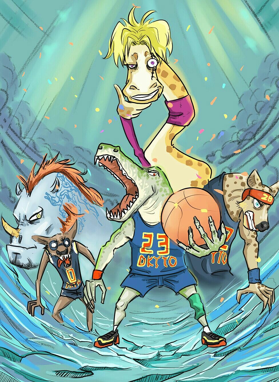 很喜欢打篮球和动物,那么当篮球和动物结合起来,会是什么样的画面呢