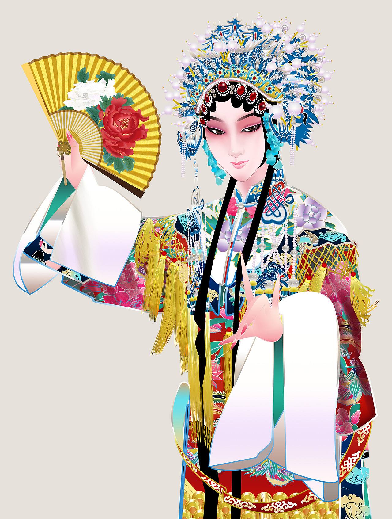 戏曲人物京剧《贵妃醉酒》矢量插画插图霸王别姬