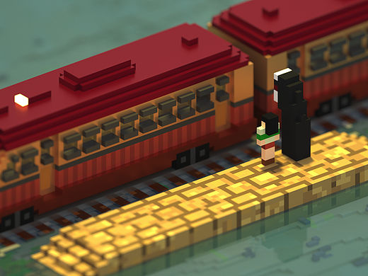 magicavoxel-千与千寻的海上火车站