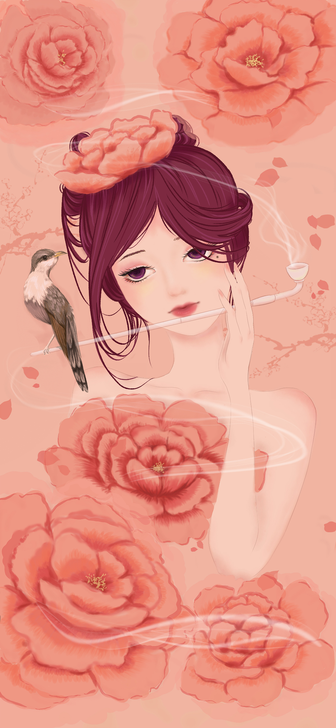 美人与烟（图ZMjE1OTIxODAw） - 商业插画 - 站酷设计师余小妍原创素材 - 站酷ZCOOL