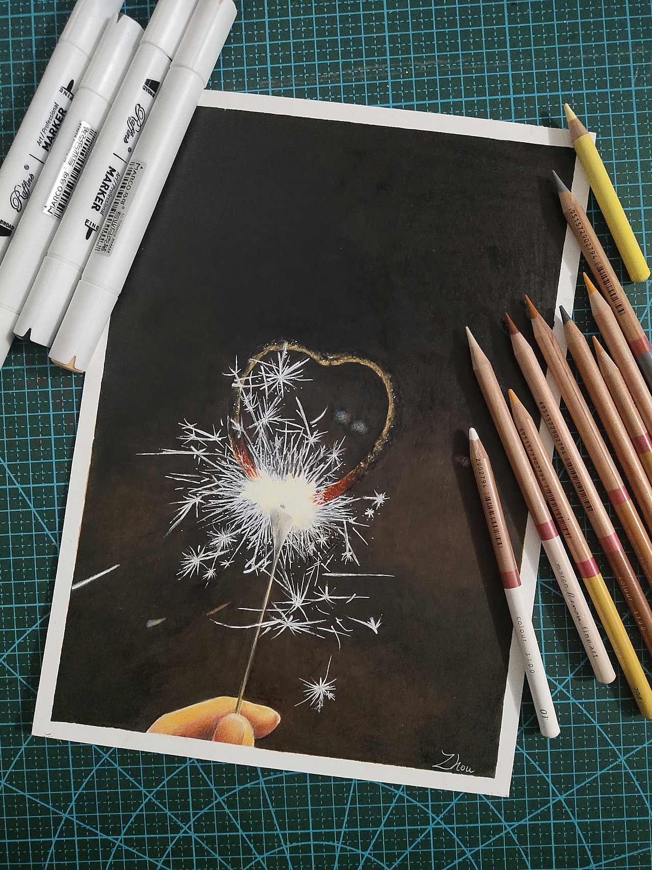 马克笔 彩铅手绘 心形仙女棒0|0|31原创作品/纯艺术/绘画