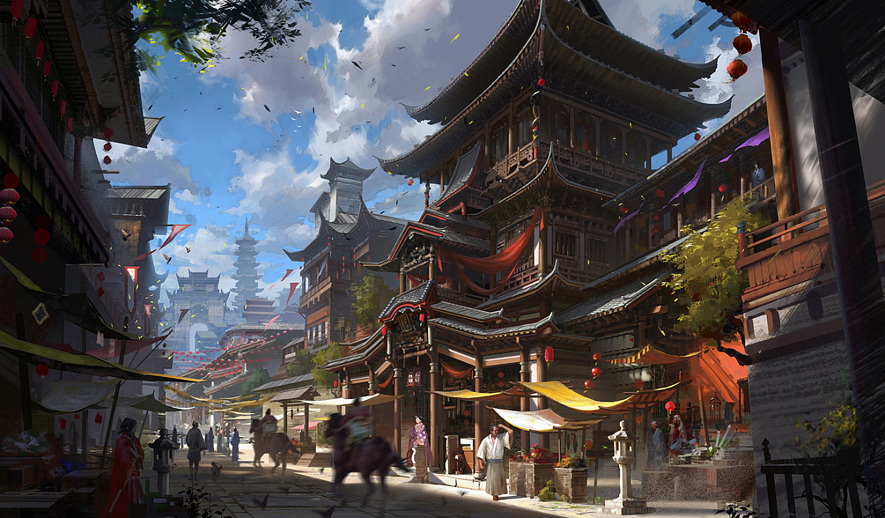 康晨曦中国风场景比奇城内
