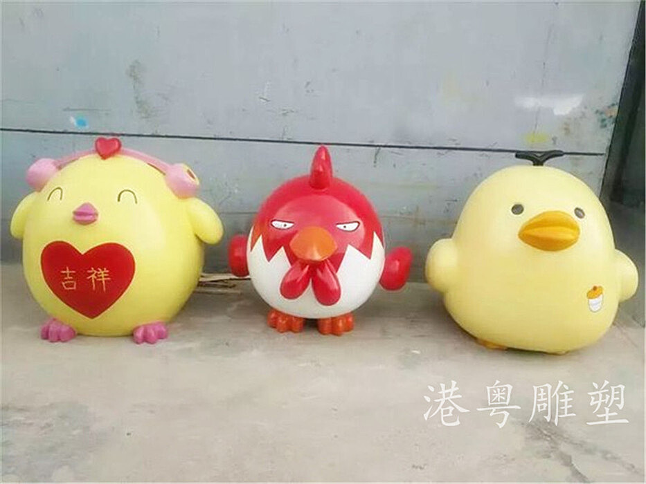 愤怒的玻璃钢小鸡卡通系列小鸡主题公园雕塑树脂摆件
