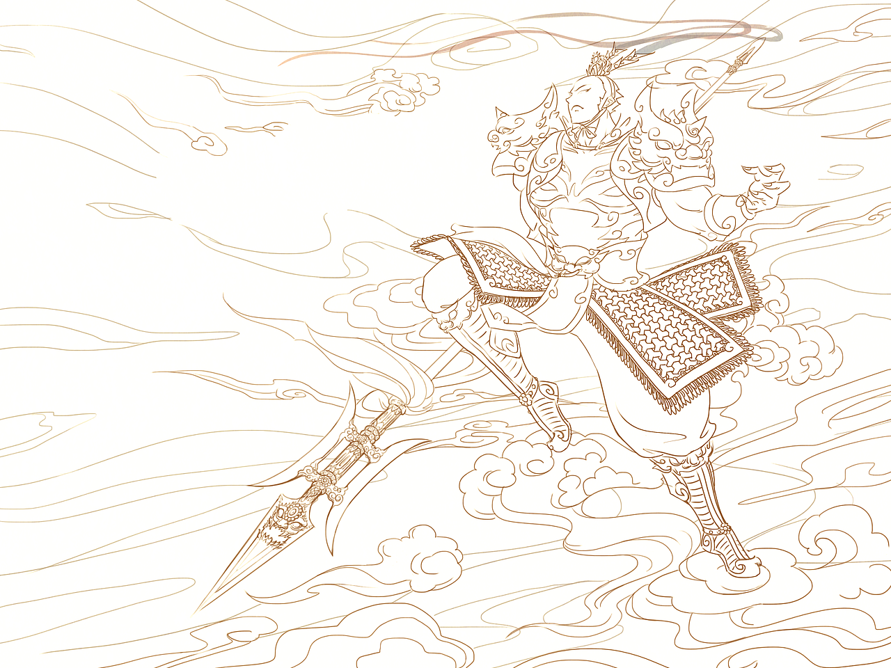 【王者荣耀X敦煌文化】吕布插画周边（图ZMTI4NDQ5NzI0） - 其他 - 站酷设计师裤头村老大原创素材 - 站酷ZCOOL