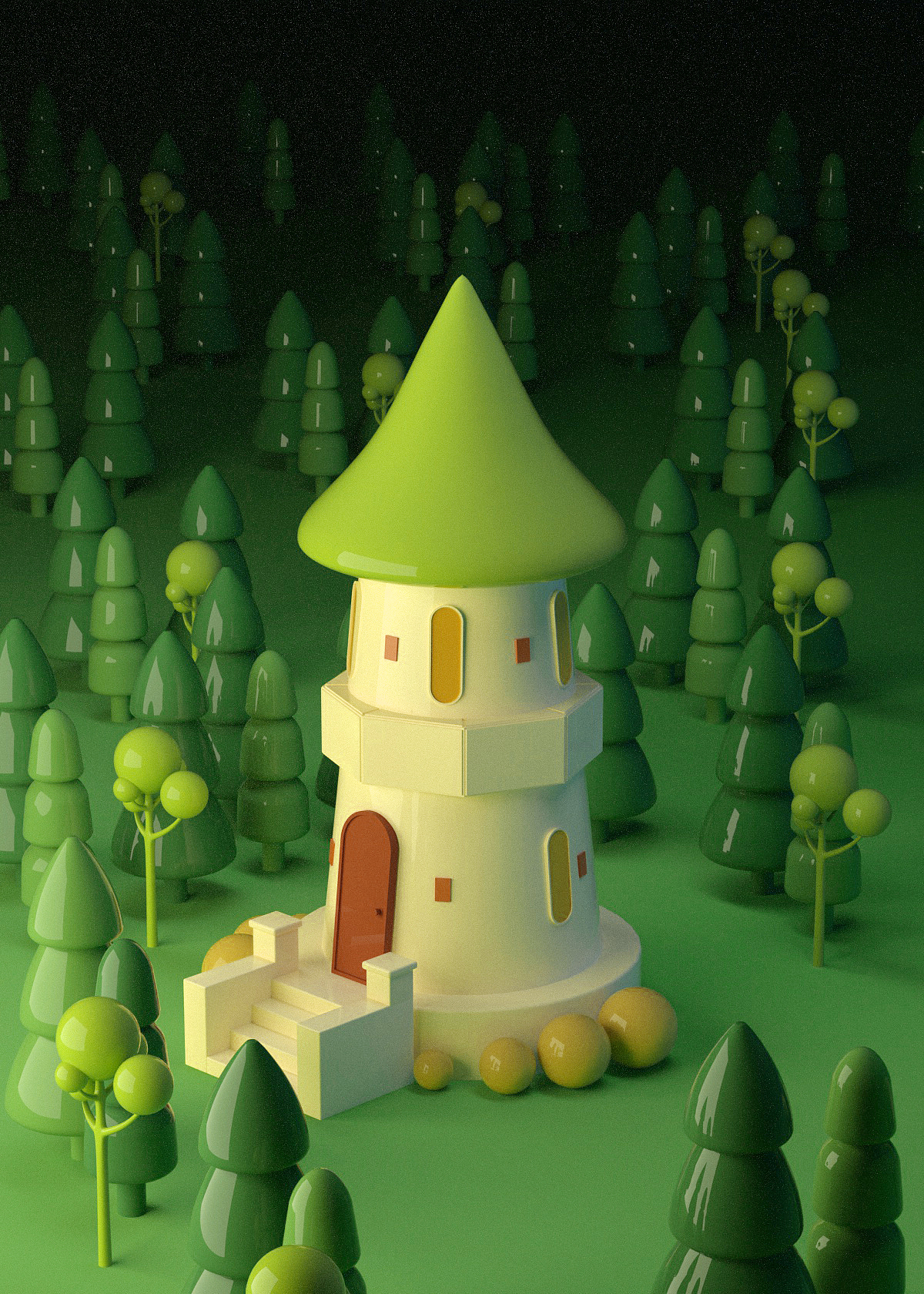 c4d森林城堡建模渲染