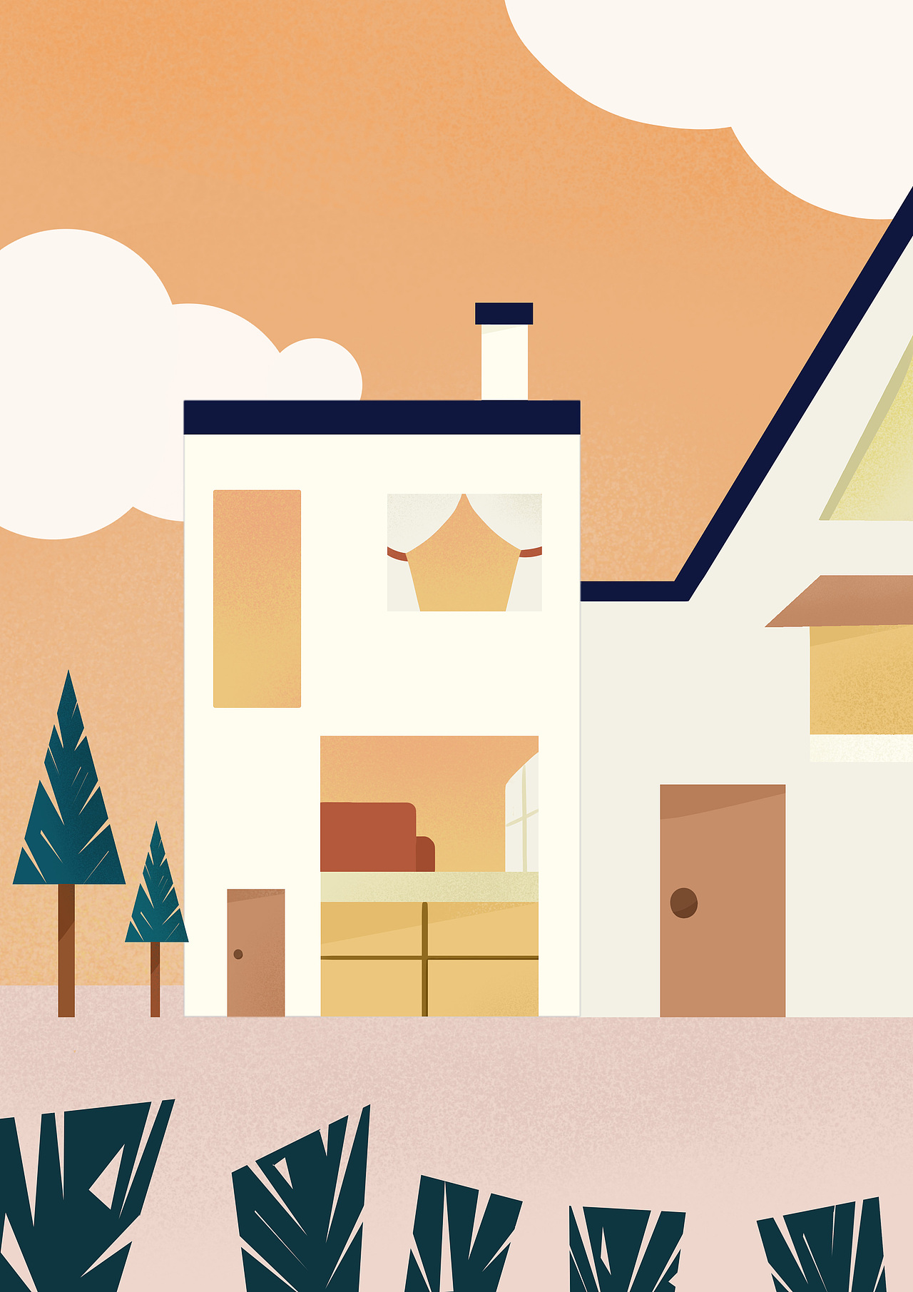 扁平风建筑～|插画|创作习作|琪他_原创作品-站酷zcool