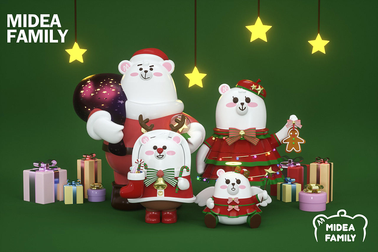 《Midea Family— ip圣诞公仔系列》（图ZMTg4MDA1MjQw） - IP形象 - 站酷设计师龙龙桑原创素材 - 站酷ZCOOL