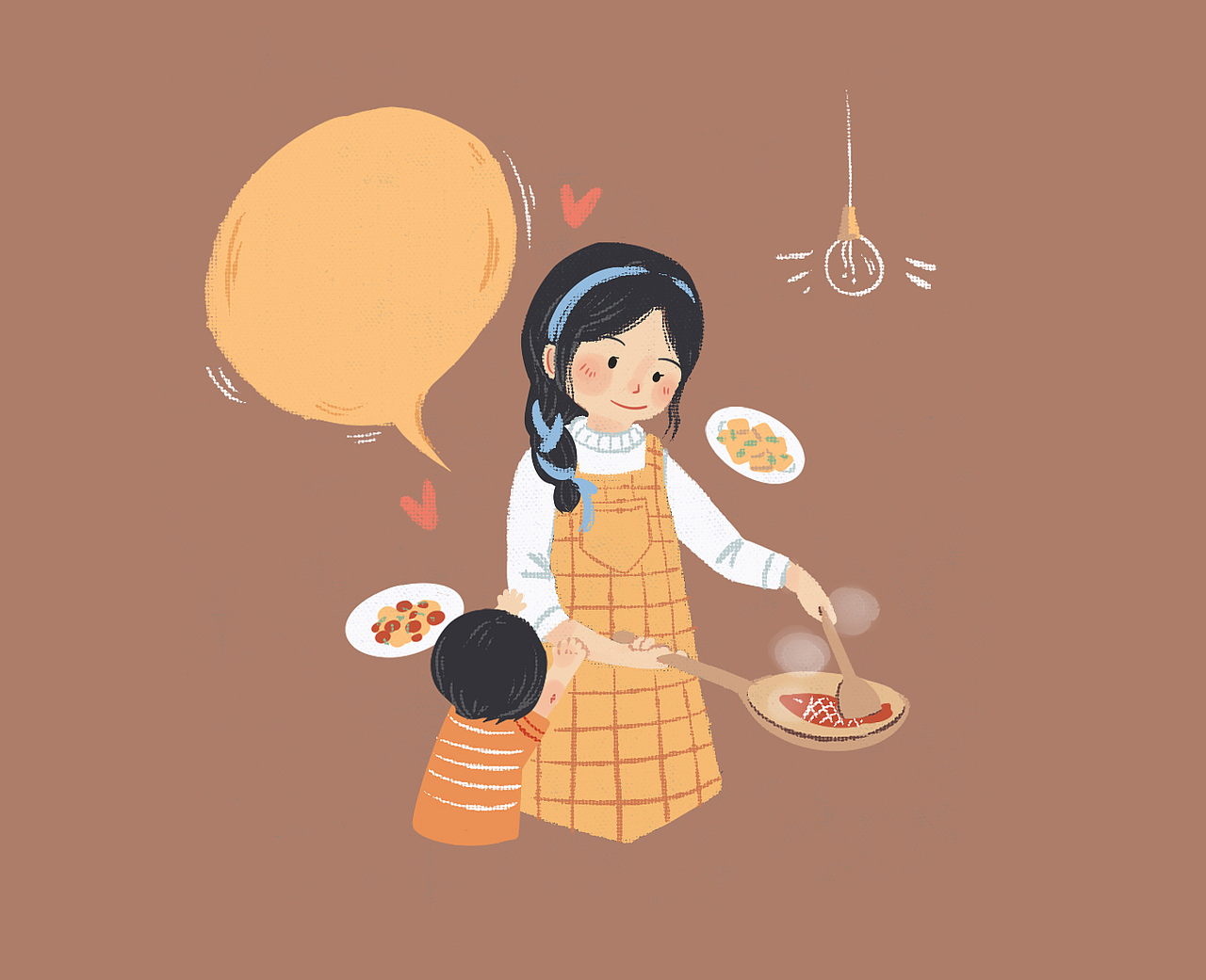 爸爸妈妈辛苦了 父亲节母亲节礼品袋 留言卡 插画