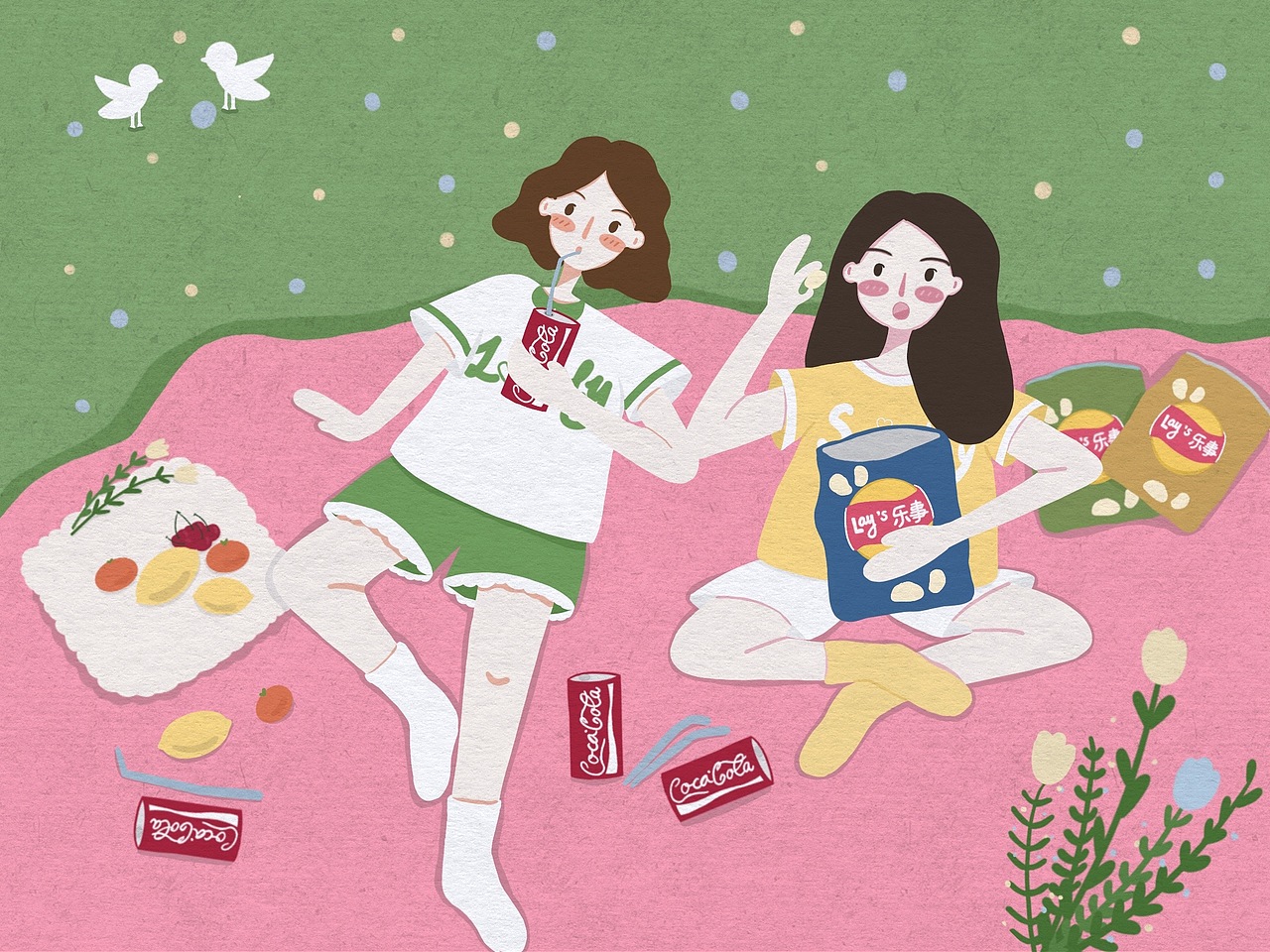 春日野餐系列插画（图ZMjAzNzcwOTQw） - 创作习作 - 站酷设计师加加加零呀原创素材 - 站酷ZCOOL