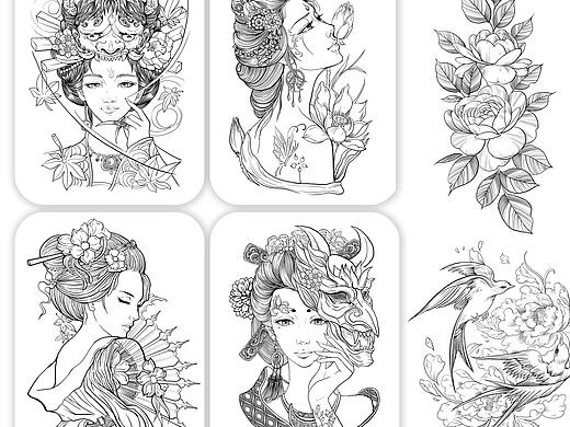 人物白描 线稿 手绘
