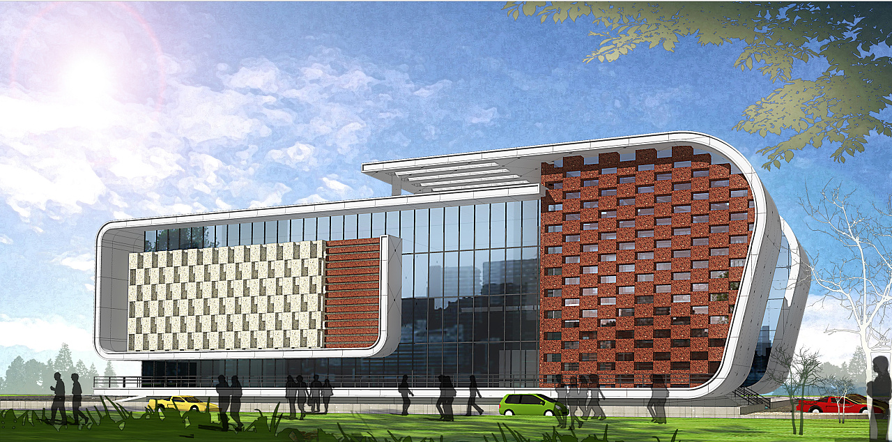 公共建筑图书馆效果图