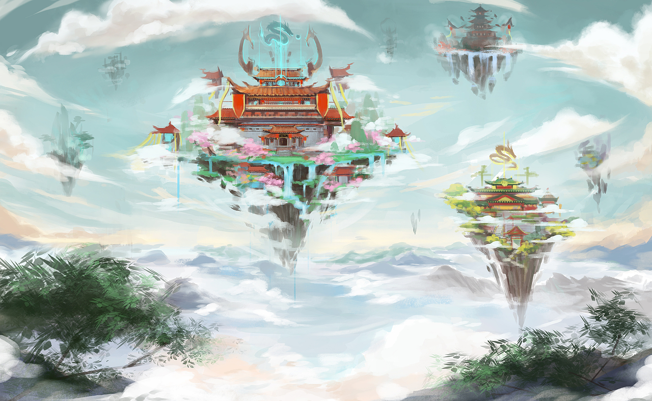 古风场景地图原创速涂概构思