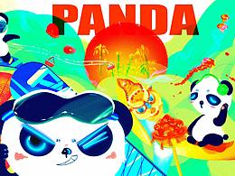 东方神话-熊猫插画
