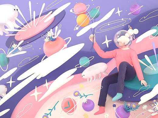 AI练习、C4D商业插画