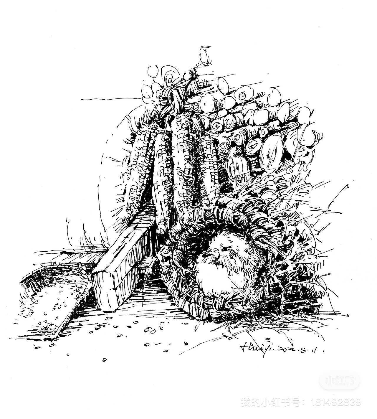 农家一隅（图ZMzExOTcyNTU2） - 创作习作 - 站酷设计师淡水的手绘原创素材 - 站酷ZCOOL