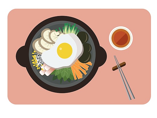 韩国料理-扁平风