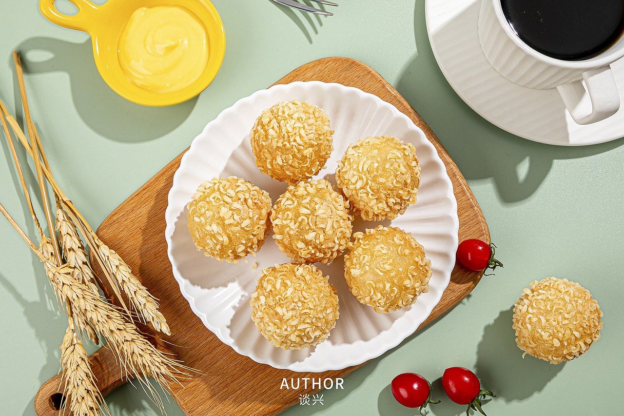 雪花球点心拍摄