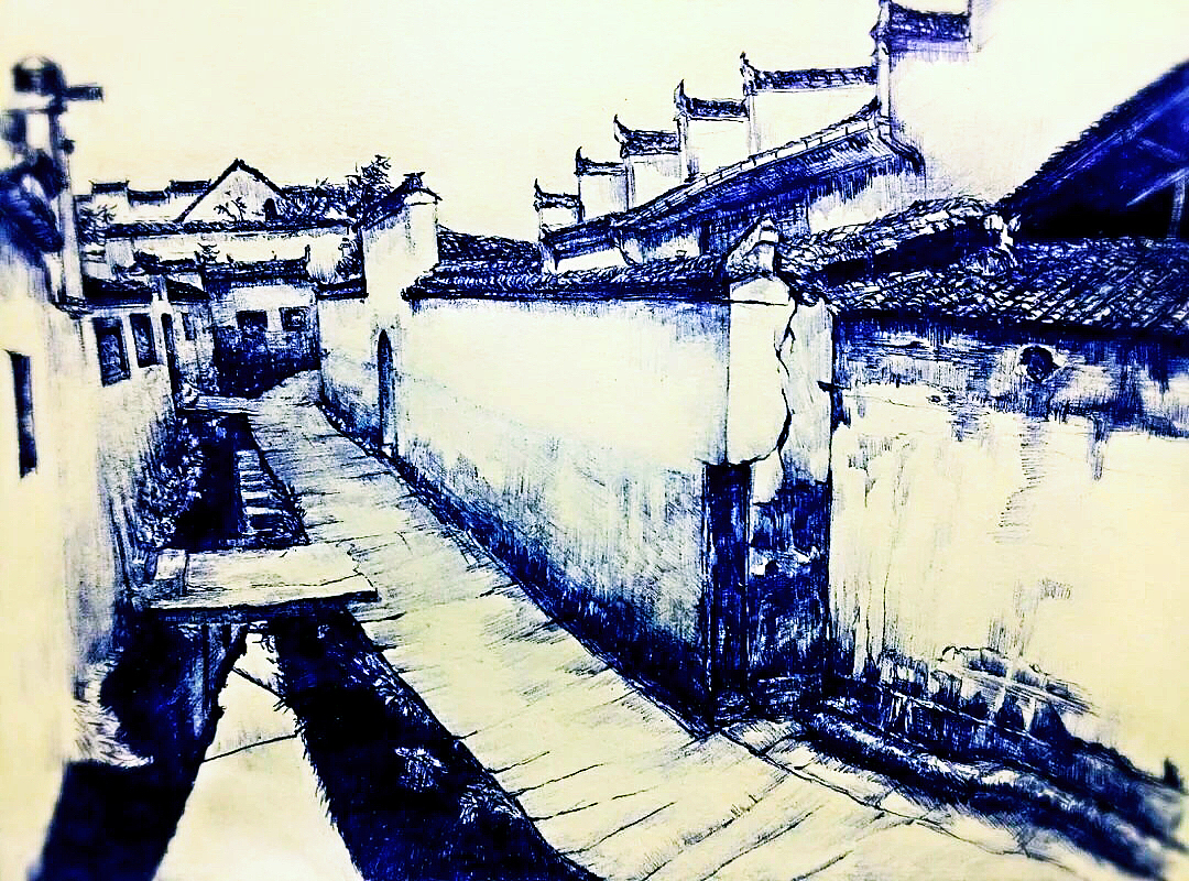 圆珠笔宏村写生（图ZNjMxMjcwODQ=） - 绘画 - 站酷设计师art徐徐图之原创素材 - 站酷ZCOOL