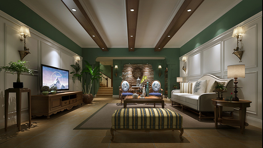 美利溪镇(美利花都)装修案例效果图|蔡家别墅装修在建工地样板间