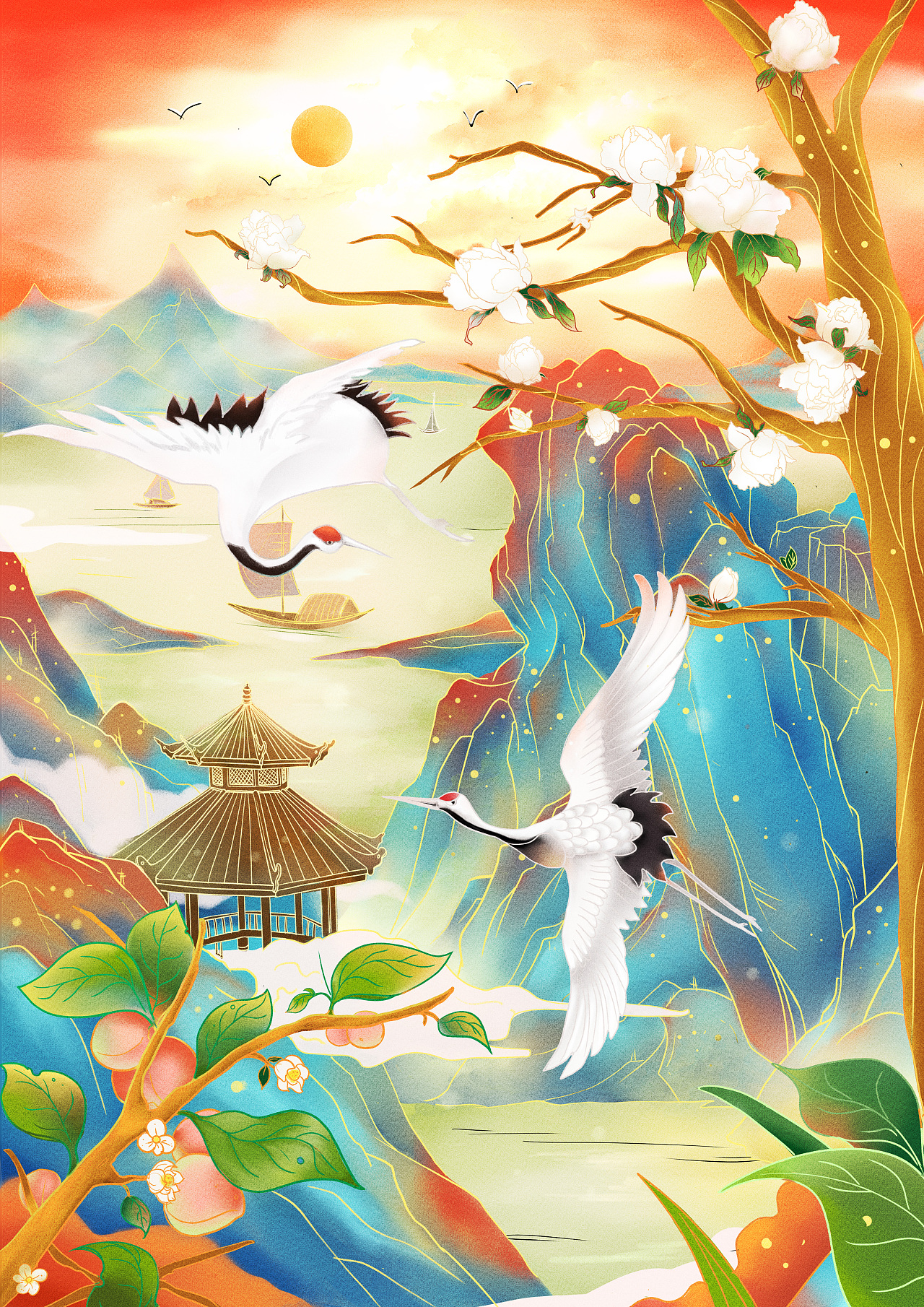 鹤|插画|创作习作|rainbowf - 原创作品 - 站酷 (zcool)