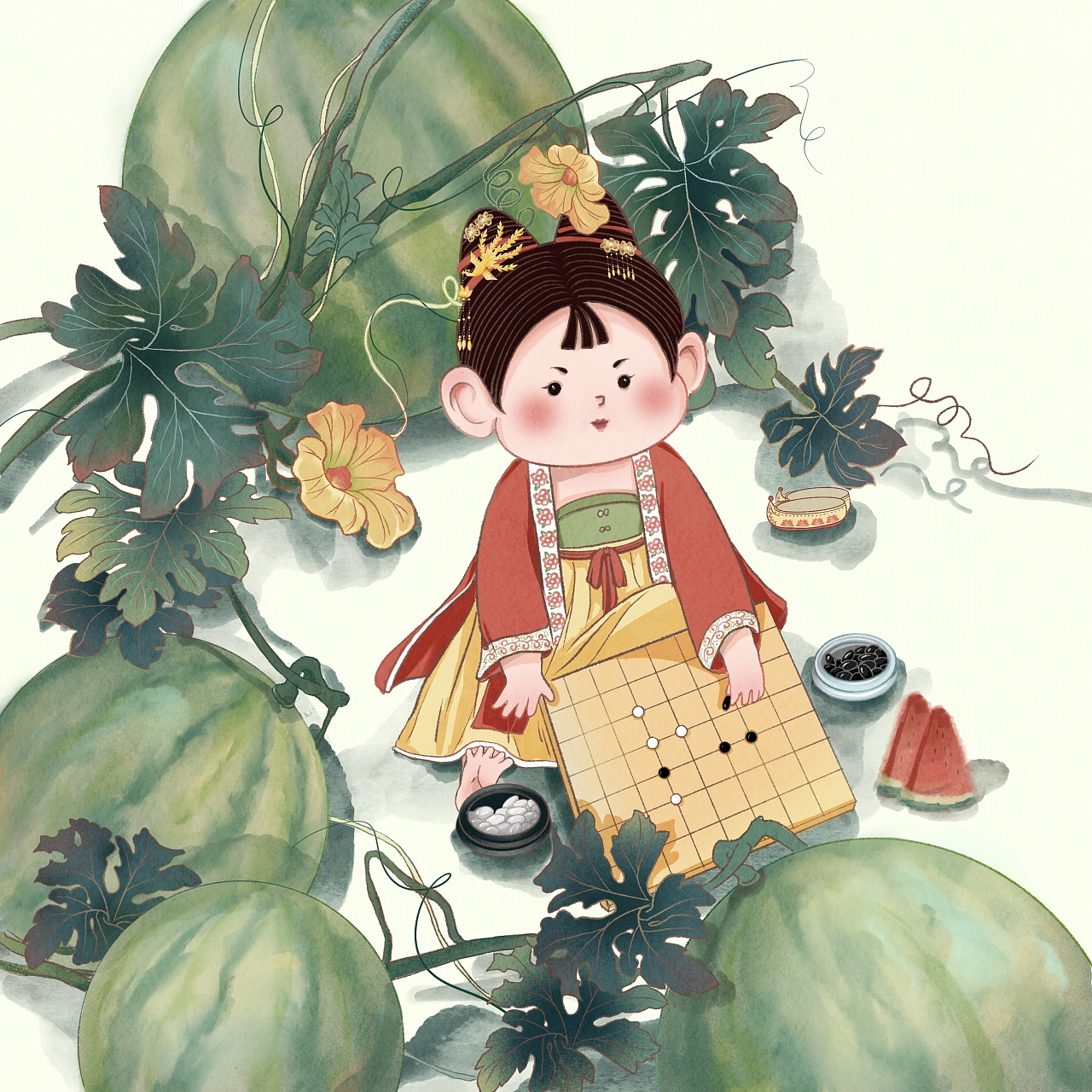 插画设计-国风·西瓜