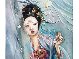 水彩唐代美人