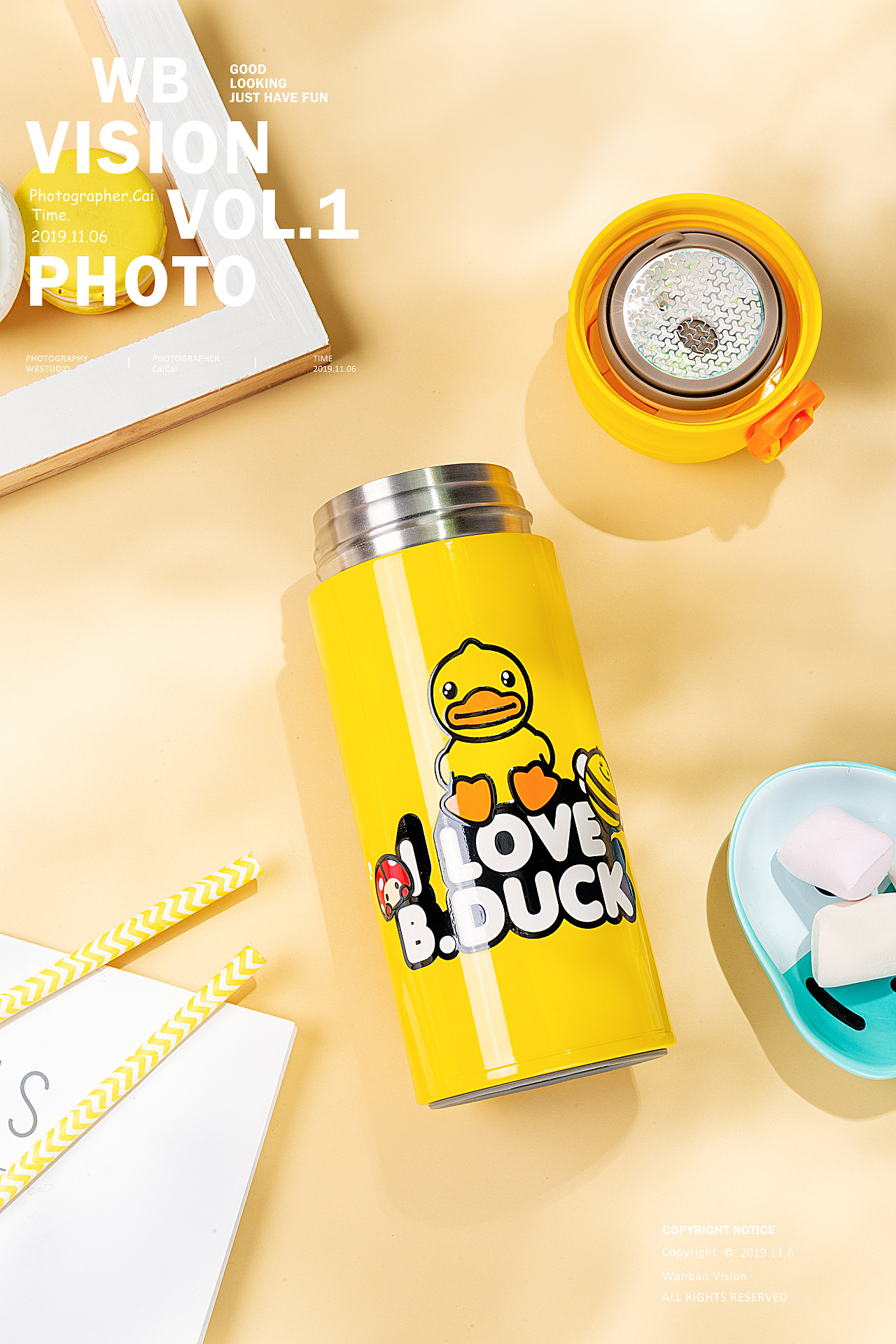 小黄鸭 face 联名水杯保温杯拍摄