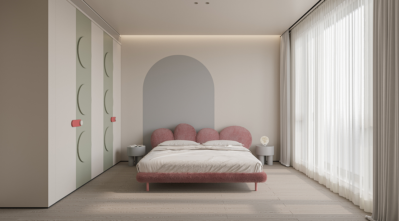 极简奶油风卧室套间（图ZMjkzMTUyNjk2） - 家装设计 - 站酷设计师离千尘原创素材 - 站酷ZCOOL