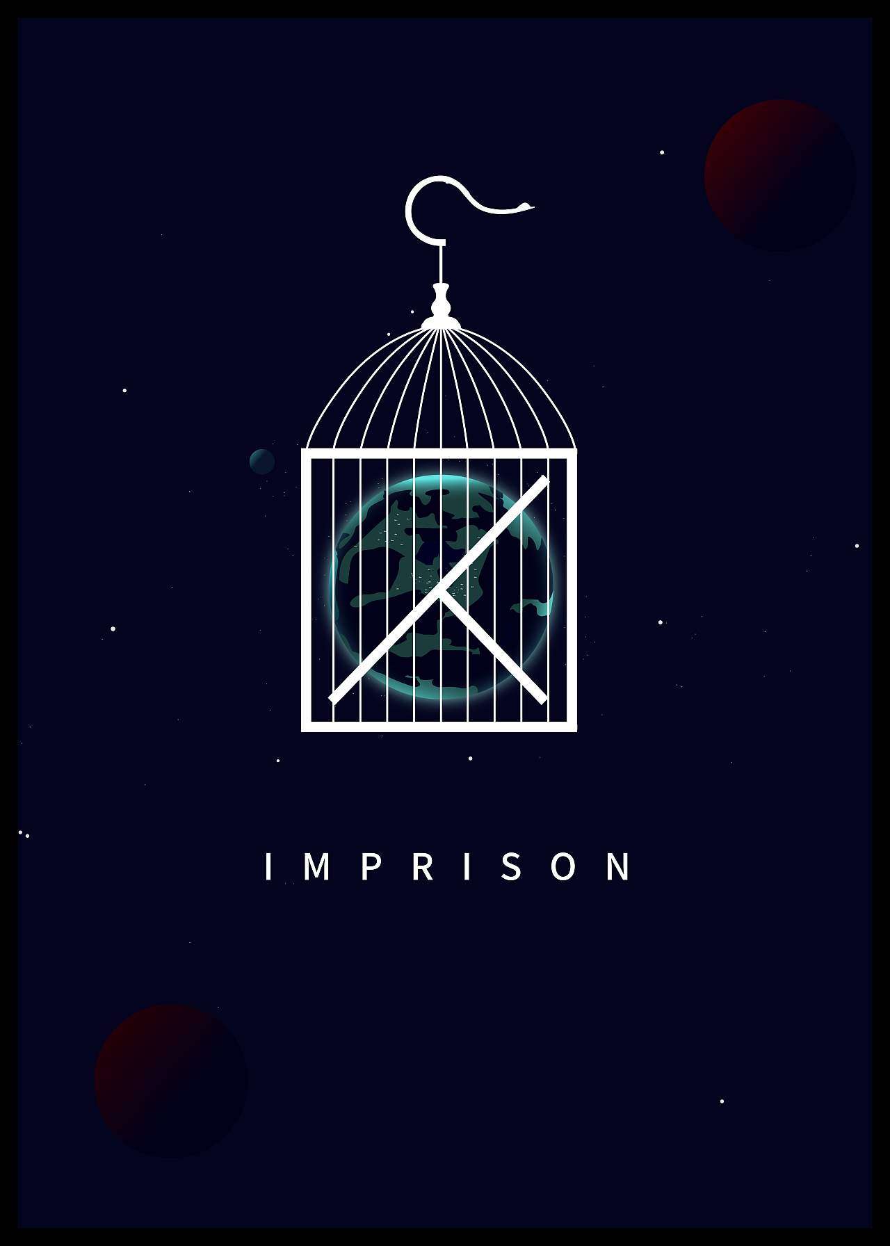 世界观,以第三人称视角在宇宙中观望人类居住的地球被囚笼困住的状态