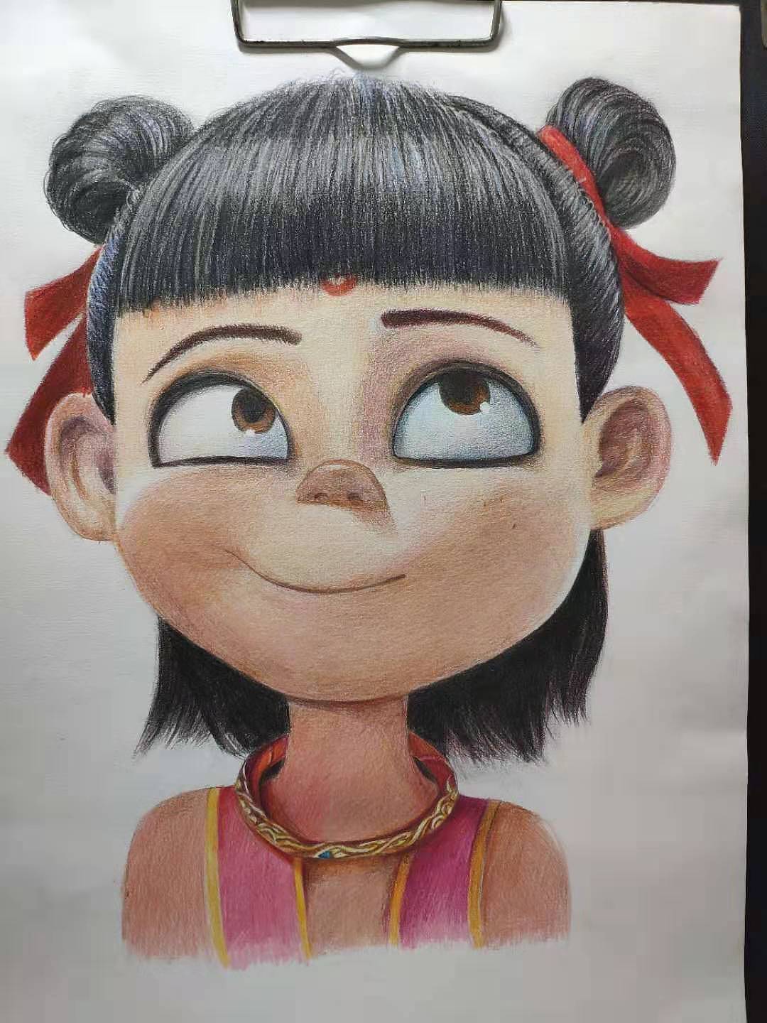 第一幅彩铅作品哪吒