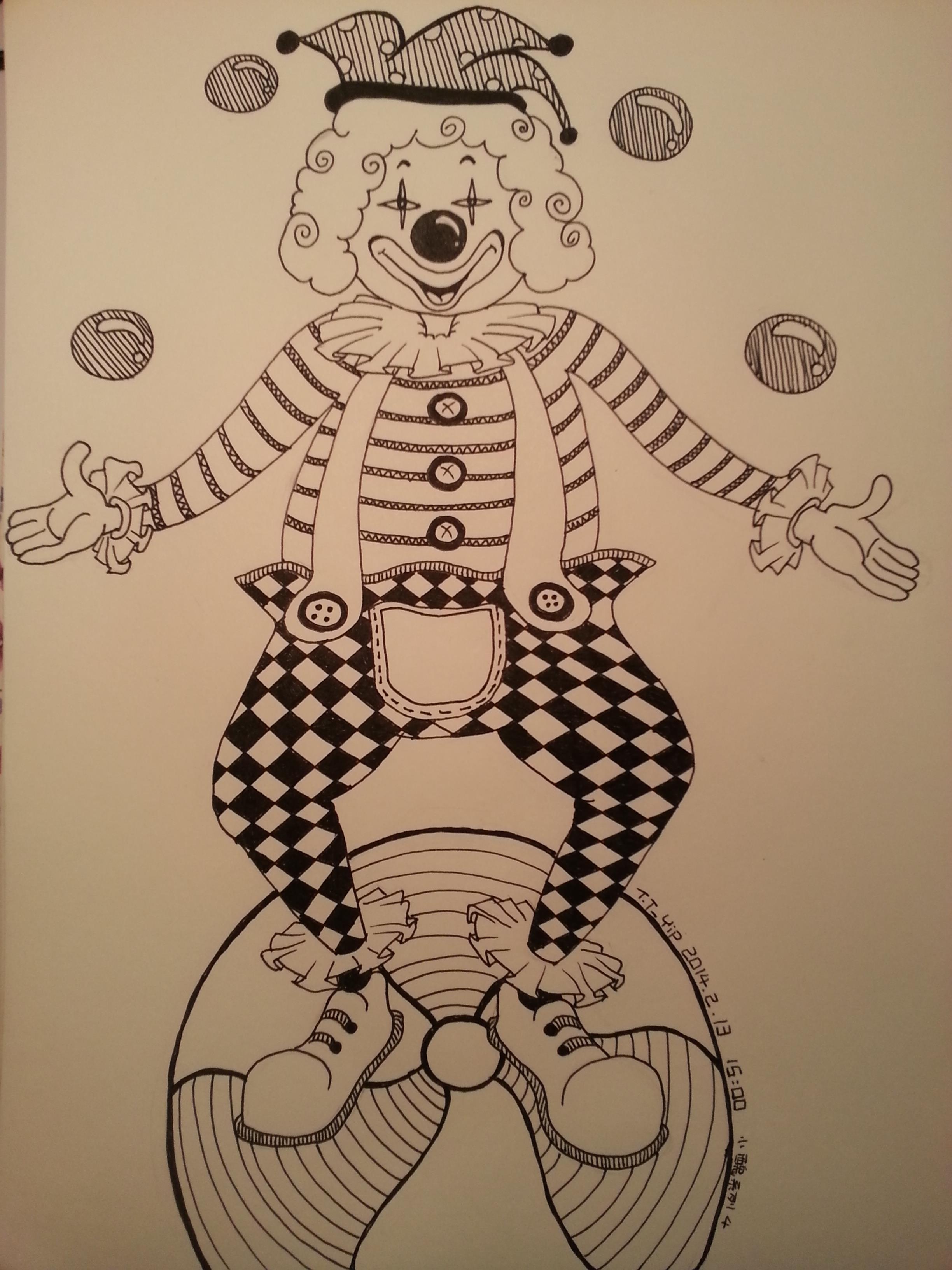 马戏团小丑简笔画画法图片步骤（我和我的祖国儿童绘画作品） - 有点网 - 好手艺