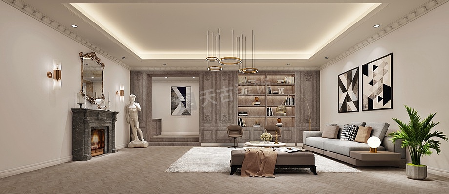 重庆中交中央公园叠拼别墅户型(混搭风格)装修效果图