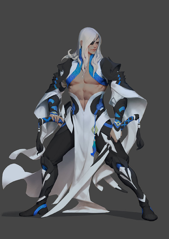 艺渡cg小站 白鹿 男刀客立绘|插画|游戏原画|艺渡cg小站_原创作品