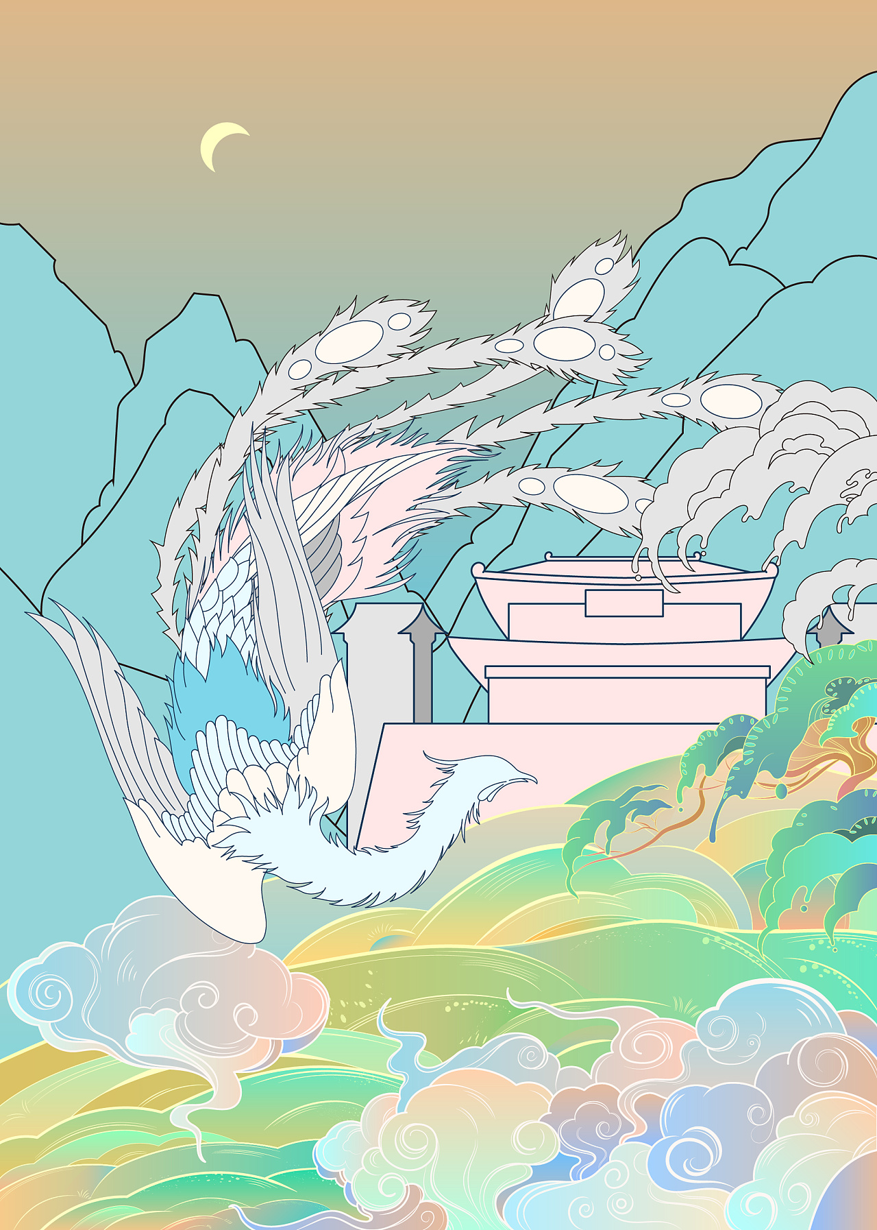 青鸾|插画|商业插画|雨明山 - 原创作品 - 站酷 (zcool)