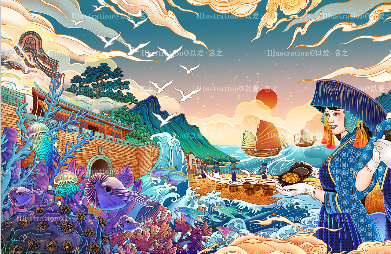 客家文化主题包装插画
