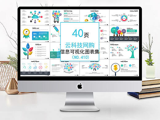 40套互联网云科技网购信息可视化PPT图表合集