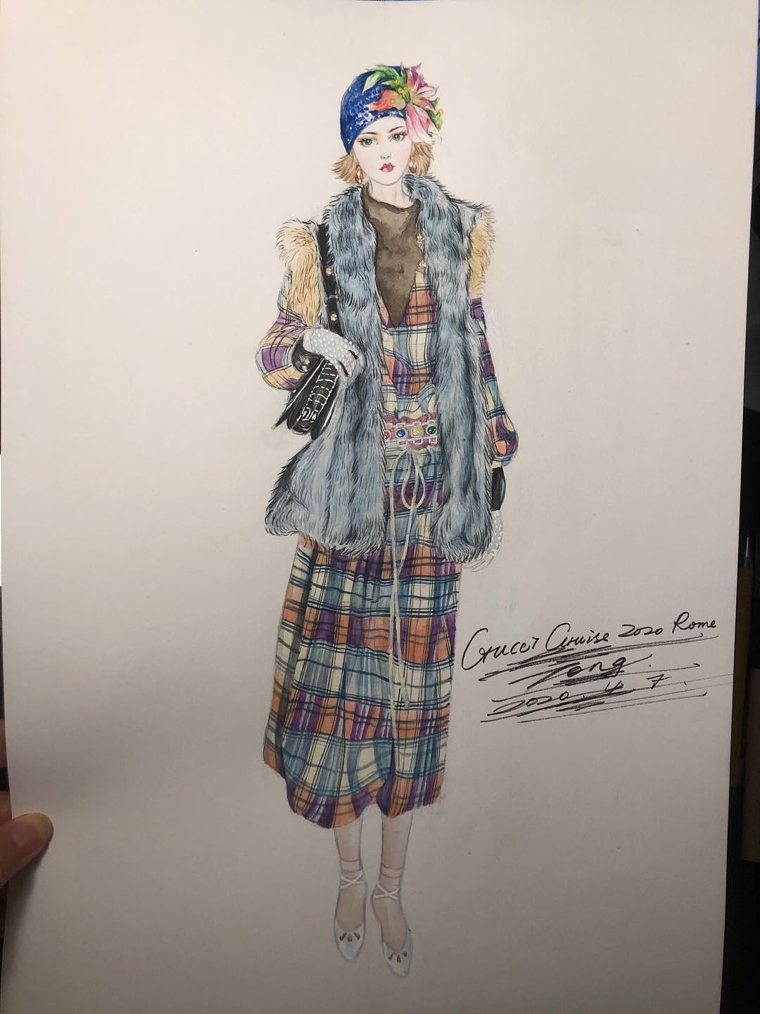 格子裙服裝手繪效果圖（圖ZMjA0NTg0NjYw） - 休閑/流行服飾 - 站酷設(shè)計師coucous原創(chuàng)素材 - 站酷ZCOOL