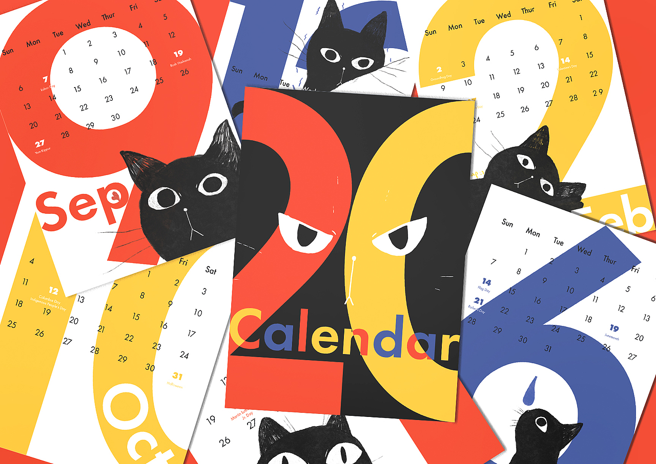 Black Cat Calendar 2020（圖ZMjA3MjQyMzU2） - 其他平面 - 站酷設(shè)計(jì)師xinpingli原創(chuàng)素材 - 站酷ZCOOL
