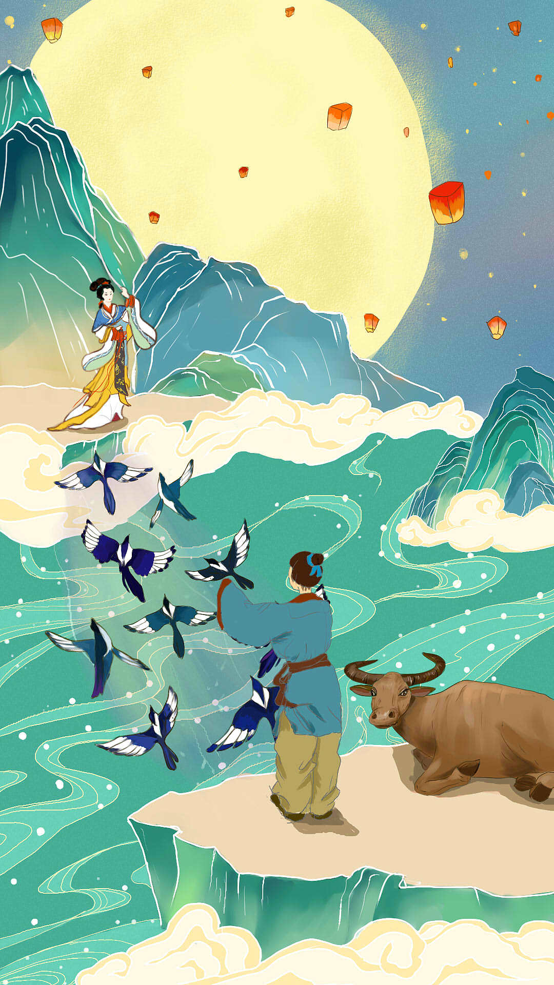 七夕|插画|创作习作|willow时柳_原创作品-站酷zcool